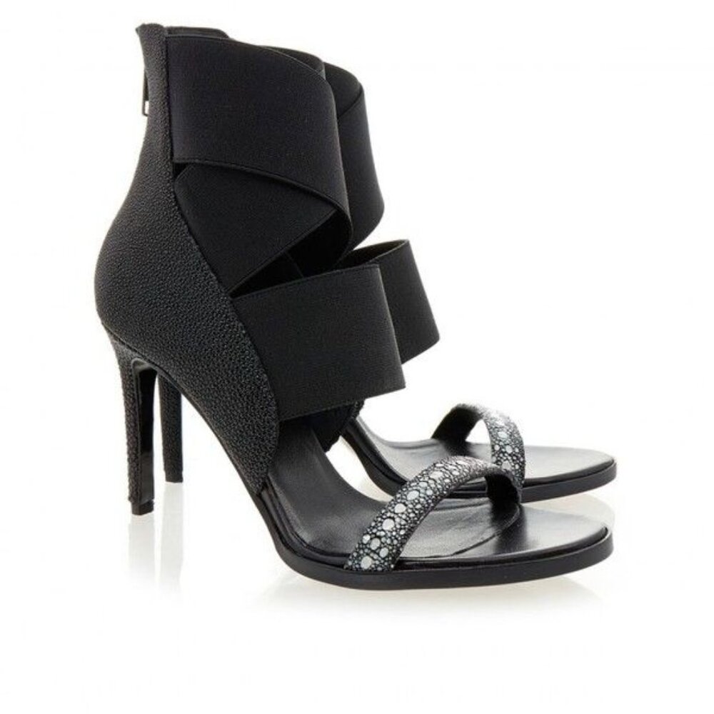 Helmut Lang Diazo Stingray-Effect Strap Heeled Sandals